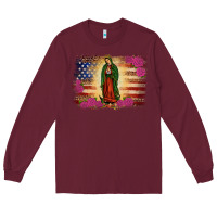 Burgundy america our lady of guadalupe Long Sleeve Tee - JahusDesignShop