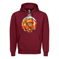 Burgundy Christmas Basketball Zipper Hoodie - RanaPortraitStore