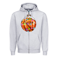 Heather Grey Christmas Basketball Zipper Hoodie - RanaPortraitStore