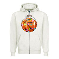 Oatmeal Heather Christmas Basketball Zipper Hoodie - RanaPortraitStore