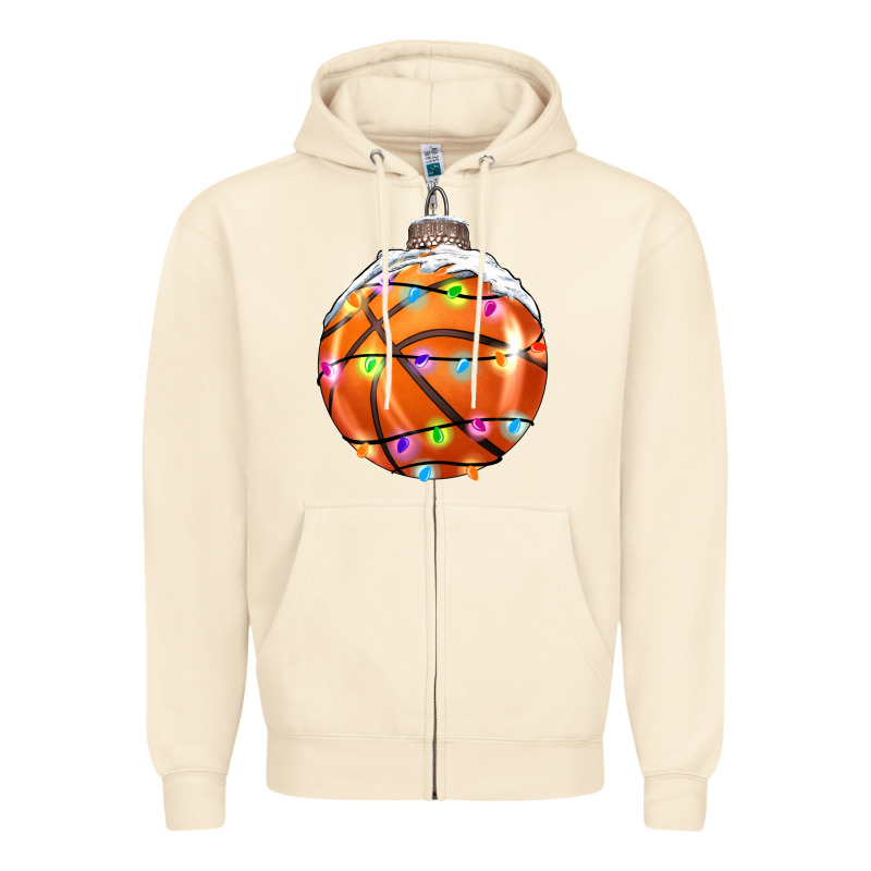 Christmas Basketball Zipper Hoodie by RanaPortraitStore | Teevron