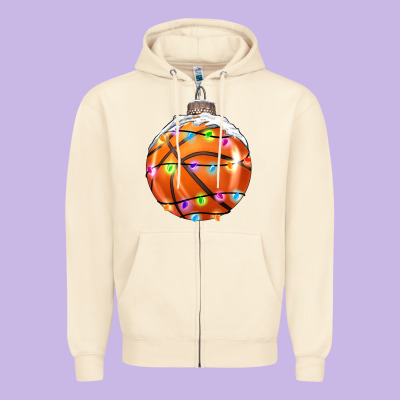 Christmas Basketball Zipper Hoodie Designed By Ranaportraitstore