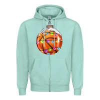 Seafoam Christmas Basketball Zipper Hoodie - RanaPortraitStore