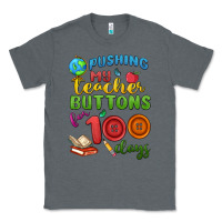 Charcoal Heather pushing my teacher buttons for 100 days Classic Tee - MaliasSmallBusiness