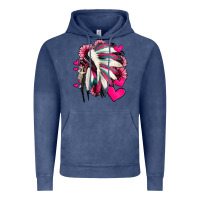 Vintage Denim indian headdress with hearts valentine's day Vintage Hoodie - Jasminsmagicworld