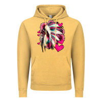 Vintage Mustard indian headdress with hearts valentine's day Vintage Hoodie - Jasminsmagicworld