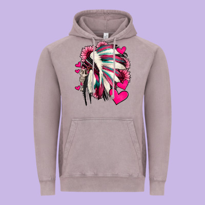 Indian Headdress With Hearts Valentine's Day Vintage Hoodie Designed By Jasminsmagicworld