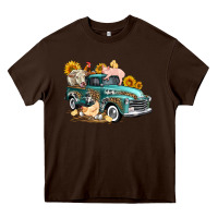 Chocolate Brown western farm truck coop animals farm animals Heavy Core Tee - FaDigitalArtStudio