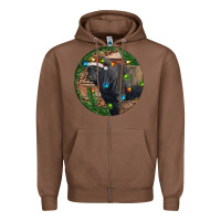 Chestnut Black Angus Bull with Christmas Lights Zipper Hoodie - RanaPortraitStore