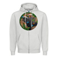 Dove Grey Black Angus Bull with Christmas Lights Zipper Hoodie - RanaPortraitStore