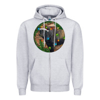 Heather Grey Black Angus Bull with Christmas Lights Zipper Hoodie - RanaPortraitStore