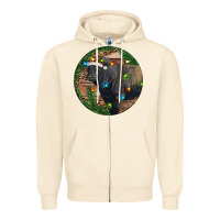 Sandshell Black Angus Bull with Christmas Lights Zipper Hoodie - RanaPortraitStore