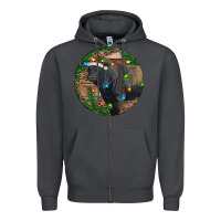 Smoke Black Angus Bull with Christmas Lights Zipper Hoodie - RanaPortraitStore