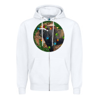 White Black Angus Bull with Christmas Lights Zipper Hoodie - RanaPortraitStore
