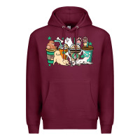 Burgundy Dog coffee cups Premium Hoodie - HowdyJamesFarm