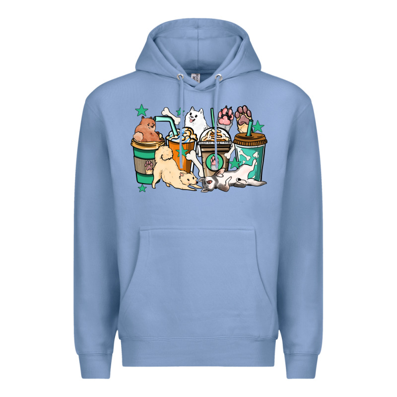 Dog Coffee Cups Premium Hoodie by HowdyJamesFarm | Teevron