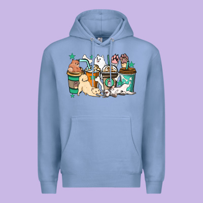 Dog Coffee Cups Premium Hoodie Designed By Howdyjamesfarm