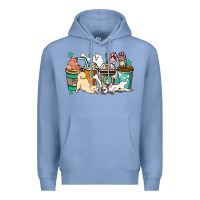 Colony Blue Dog coffee cups Premium Hoodie - HowdyJamesFarm
