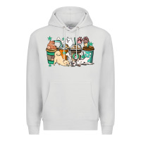Dove Grey Dog coffee cups Premium Hoodie - HowdyJamesFarm