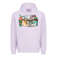 Lilac Dog coffee cups Premium Hoodie - HowdyJamesFarm