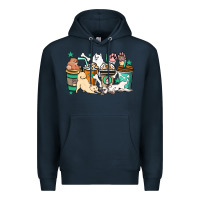 Navy Dog coffee cups Premium Hoodie - HowdyJamesFarm