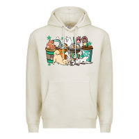 Oatmeal Heather Dog coffee cups Premium Hoodie - HowdyJamesFarm