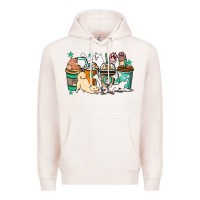Pale Pink Dog coffee cups Premium Hoodie - HowdyJamesFarm