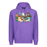 Purple Dog coffee cups Premium Hoodie - HowdyJamesFarm