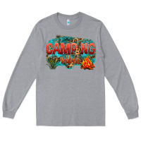 Heather Grey camping vibes Long Sleeve Tee - NancyCooperArtShop