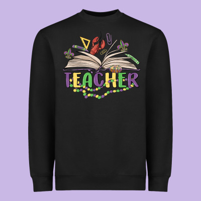 Teacher Mardi Gras Heavyweight Sweatshirt Designed By Maliassmallbusiness