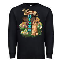 Black He is risen Bunny Cross Easter Day Premium Sweatshirt - HowdyJamesFarm