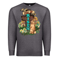 Charcoal Heather He is risen Bunny Cross Easter Day Premium Sweatshirt - HowdyJamesFarm