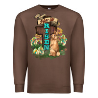 Chestnut He is risen Bunny Cross Easter Day Premium Sweatshirt - HowdyJamesFarm