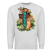 Dove Grey He is risen Bunny Cross Easter Day Premium Sweatshirt - HowdyJamesFarm