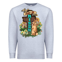 Heather Grey He is risen Bunny Cross Easter Day Premium Sweatshirt - HowdyJamesFarm
