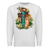 Oatmeal Heather He is risen Bunny Cross Easter Day Premium Sweatshirt - HowdyJamesFarm