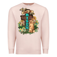 Pale Pink He is risen Bunny Cross Easter Day Premium Sweatshirt - HowdyJamesFarm