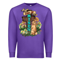 Purple He is risen Bunny Cross Easter Day Premium Sweatshirt - HowdyJamesFarm