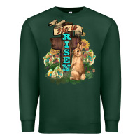 Sports Green He is risen Bunny Cross Easter Day Premium Sweatshirt - HowdyJamesFarm