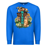 True Royal He is risen Bunny Cross Easter Day Premium Sweatshirt - HowdyJamesFarm