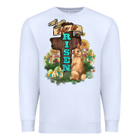 White He is risen Bunny Cross Easter Day Premium Sweatshirt - HowdyJamesFarm