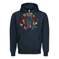 Navy Black Angus Calf Christmas Zipper Hoodie - RanaPortraitStore
