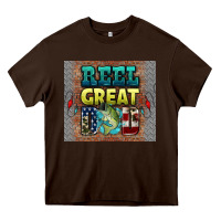 Chocolate Brown reel great dad Heavy Core Tee - HRA Design Shop