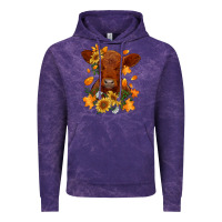 Cloud Purple fall red angus calf dried leaves and sunflowers Vintage Hoodie - RanaPortraitStore