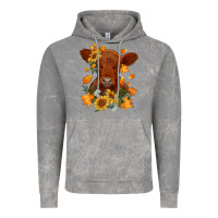 Cloud Rock fall red angus calf dried leaves and sunflowers Vintage Hoodie - RanaPortraitStore