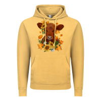Vintage Mustard fall red angus calf dried leaves and sunflowers Vintage Hoodie - RanaPortraitStore