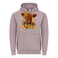 Vintage Zinc fall red angus calf dried leaves and sunflowers Vintage Hoodie - RanaPortraitStore