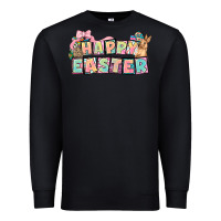 Black Happy Easter plate letters Easter Day Premium Sweatshirt - HowdyJamesFarm