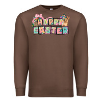 Chestnut Happy Easter plate letters Easter Day Premium Sweatshirt - HowdyJamesFarm