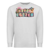 Dove Grey Happy Easter plate letters Easter Day Premium Sweatshirt - HowdyJamesFarm